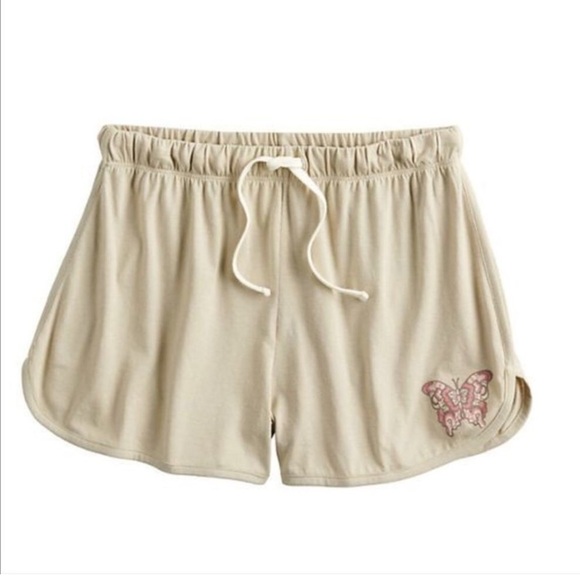 Fifth Sun butterfly screenprint shorts Woman’s size Medium coral brown c… - Picture 1 of 12